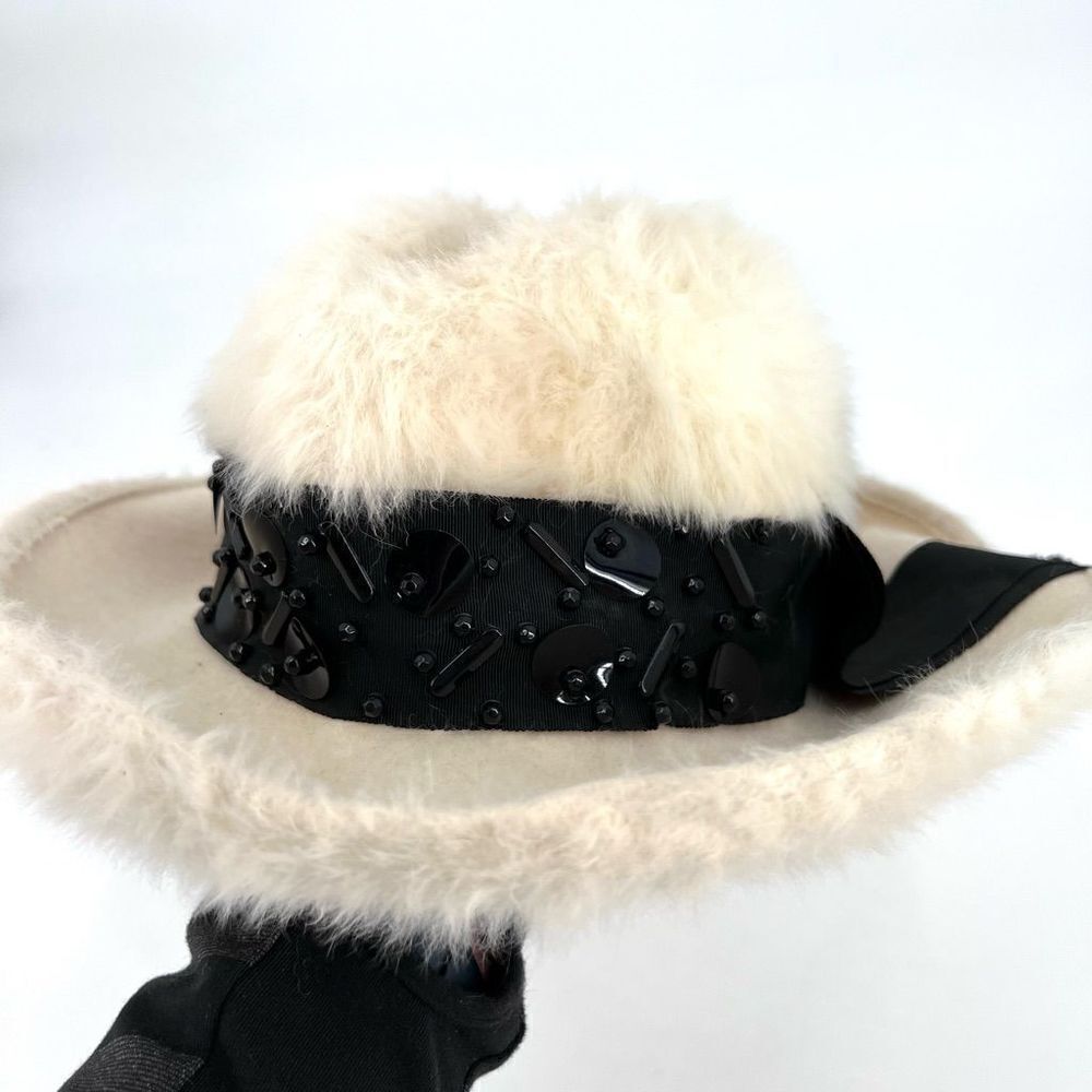 Vintage MR. John junior faux fur Sequin Hat Made‎ in Italy small